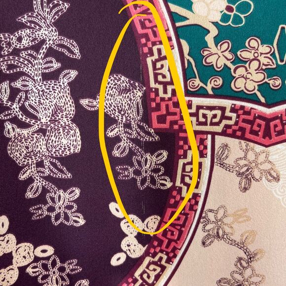 Natori Asian Floral Long Zip Caftan Robe Medium Satin Poly Purple Lounge Hostess - Picture 5 of 7